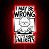 Relaxed Feline Wisdom: Humorous Meditation Quote with Glowing Neon Accents