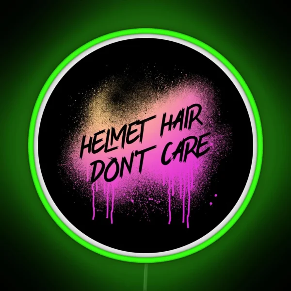 Funny Motorcycle Owner Led Helmet Hair Don T Care Graphic RGB Neon Sign