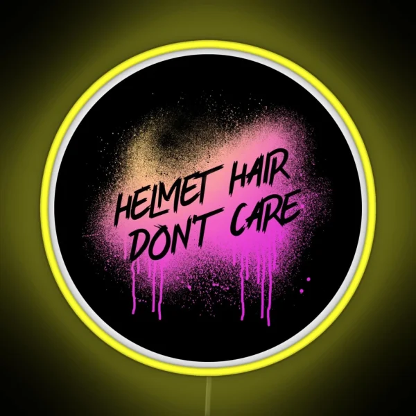 Funny Motorcycle Owner Led Helmet Hair Don T Care Graphic RGB Neon Sign