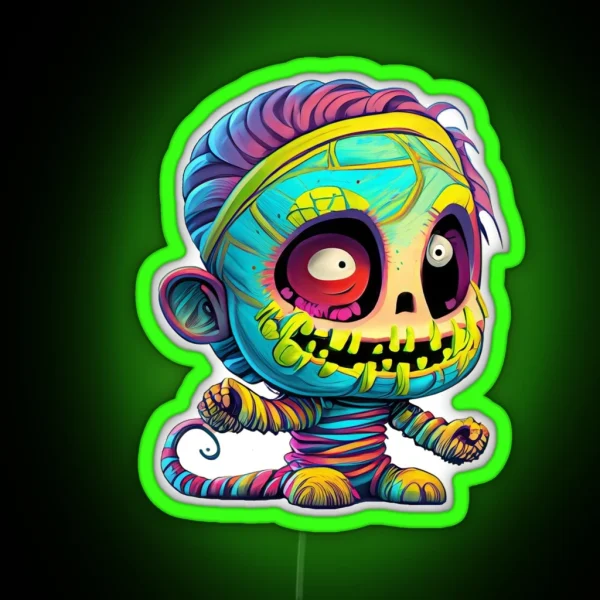 Funny Mummy Madness Colorful Cartoon Chaos RGB Neon Sign