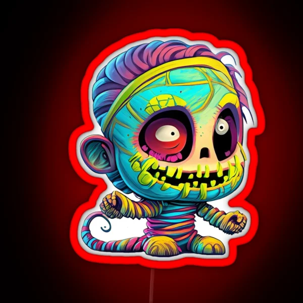 Funny Mummy Madness Colorful Cartoon Chaos RGB Neon Sign
