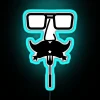 Vintage Neon Mustache Germany Illuminated Sign with Retro Color Scheme