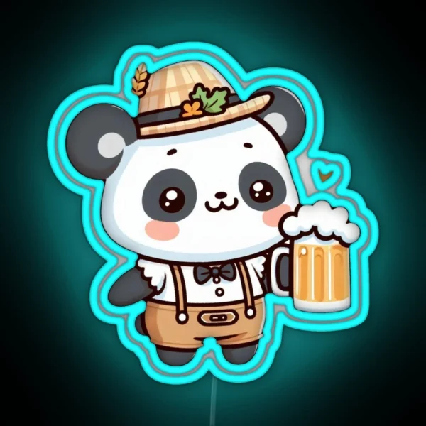 Funny Oktoberfest Panda RGB Neon Sign