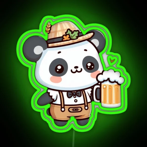 Funny Oktoberfest Panda RGB Neon Sign