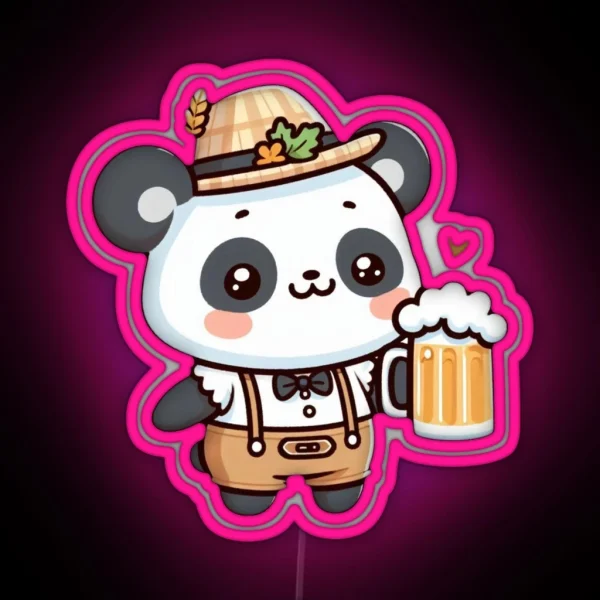 Funny Oktoberfest Panda RGB Neon Sign