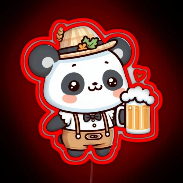 Funny Oktoberfest Panda RGB Neon Sign