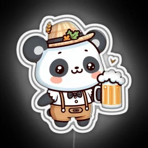 Funny Oktoberfest Panda RGB Neon Sign