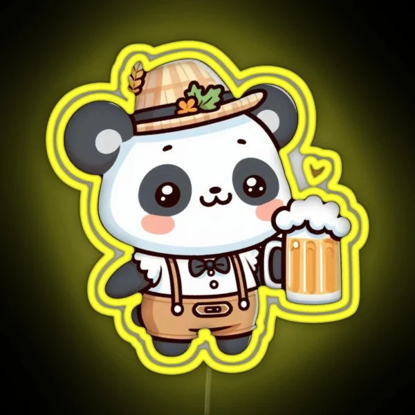 Funny Oktoberfest Panda RGB Neon Sign