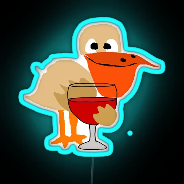 Funny Pelican Drinking Wine RGB Neon Sign