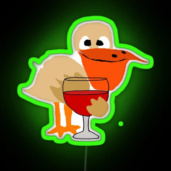 Funny Pelican Drinking Wine RGB Neon Sign