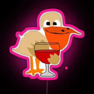 Funny Pelican Drinking Wine RGB Neon Sign