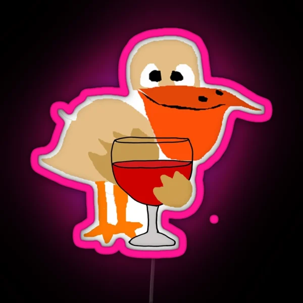 Funny Pelican Drinking Wine RGB Neon Sign