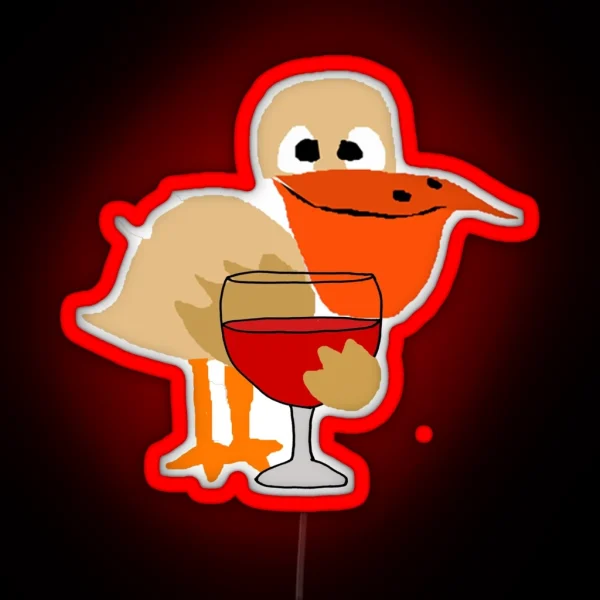 Funny Pelican Drinking Wine RGB Neon Sign