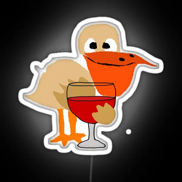 Funny Pelican Drinking Wine RGB Neon Sign