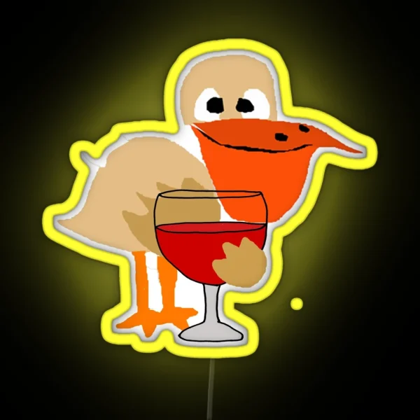 Funny Pelican Drinking Wine RGB Neon Sign