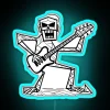 Vibrant Neon Music Wall Decoration: Funny Skeleton Playing Guitar RGB Sign