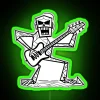 Unique Guitar-Shaped Neon Sign Featuring Happy Skeleton Musician Illustration Home Decor