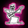 RGB LED Canvas Sign of Funny Skeleton Playing Guitar Art
