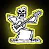 Whimsical Animated Skeleton Playing Guitar Line Art Color Changing Sign