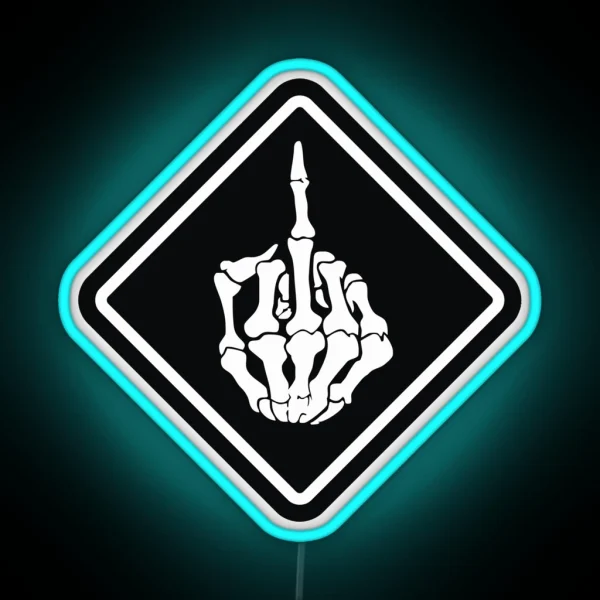 FUNNY SKULL Middle Finger RGB Neon Sign
