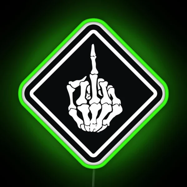 FUNNY SKULL Middle Finger RGB Neon Sign