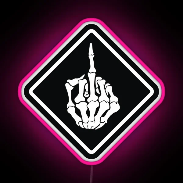 FUNNY SKULL Middle Finger RGB Neon Sign