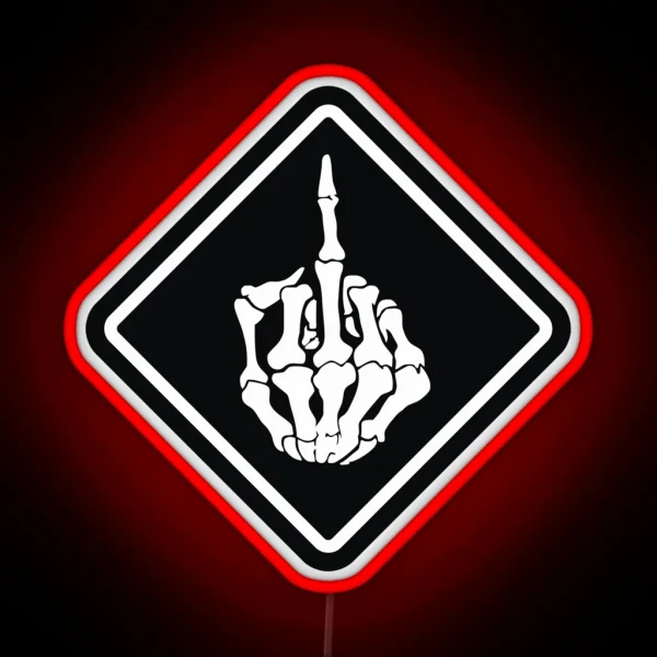 FUNNY SKULL Middle Finger RGB Neon Sign