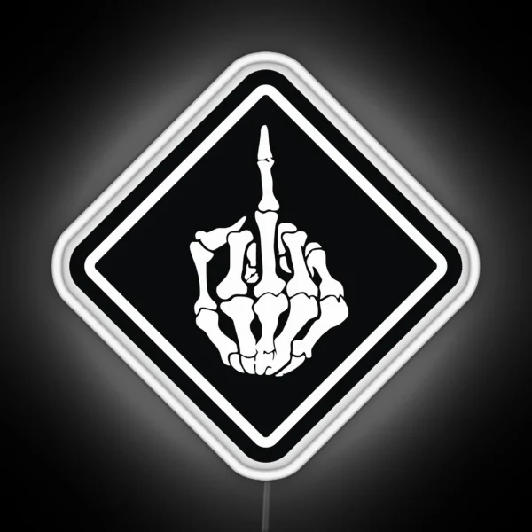 FUNNY SKULL Middle Finger RGB Neon Sign