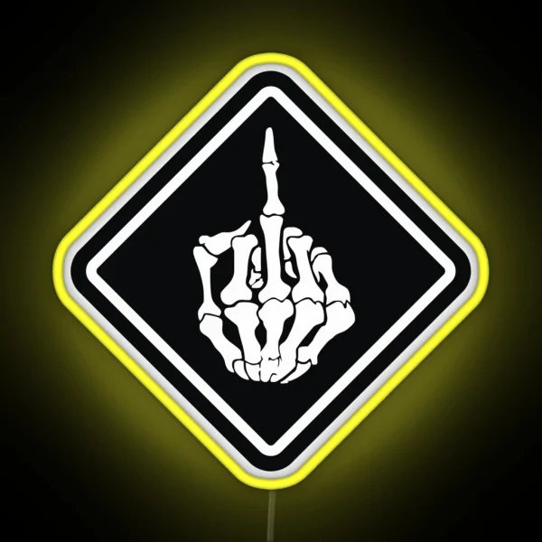 FUNNY SKULL Middle Finger RGB Neon Sign