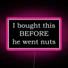 RGB LED Neon Sign Displaying Humorous Tesla Gag Gift Inside Home