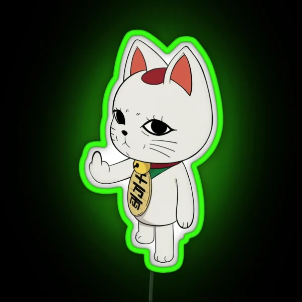 Funny Turbo Granny Dandadan Anime Cat RGB Neon Sign