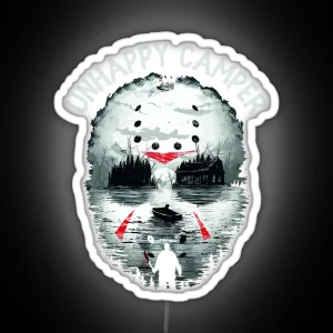Funny Unhappy Camper Camping Outdoors Graphic RGB Neon Sign