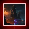 Vibrant Futuristic Cityscape LED Sign in Rich RGB Neon Colors