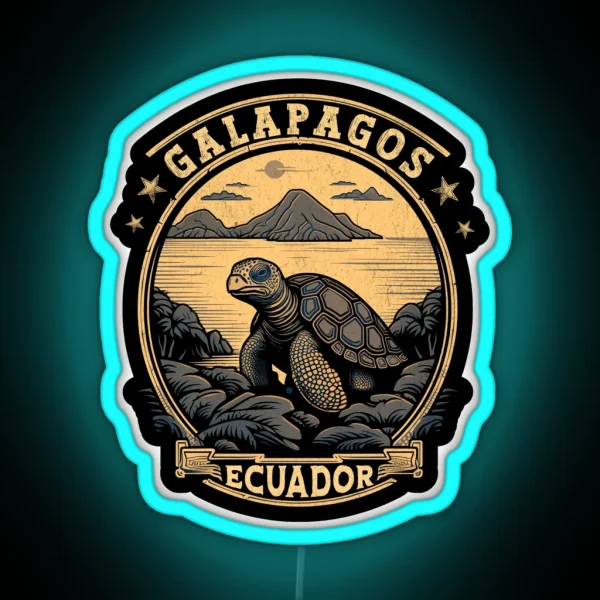 Galapagos Islands Turtle Republic Of Ecuador RGB Neon Sign