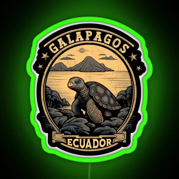 Galapagos Islands Turtle Republic Of Ecuador RGB Neon Sign
