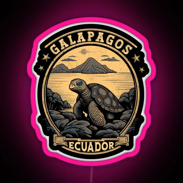 Galapagos Islands Turtle Republic Of Ecuador RGB Neon Sign