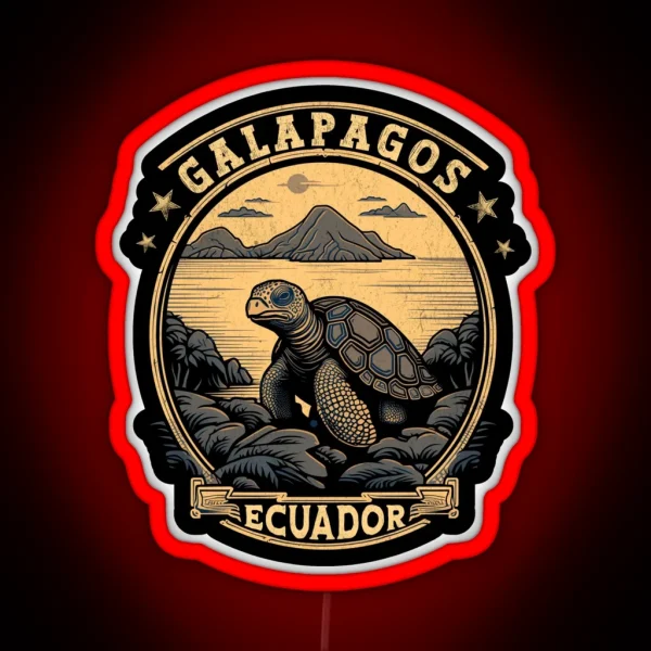 Galapagos Islands Turtle Republic Of Ecuador RGB Neon Sign