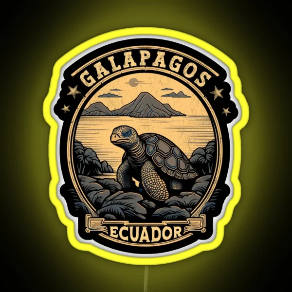 Galapagos Islands Turtle Republic Of Ecuador RGB Neon Sign