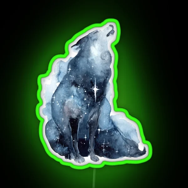 Galaxy Howling Wolf RGB Neon Sign