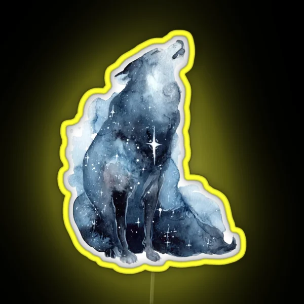 Galaxy Howling Wolf RGB Neon Sign