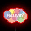 Galway City's vibrant nightlife captured in colorful glowing letters