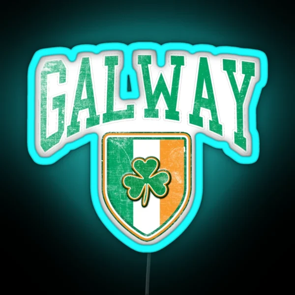 Galway Ireland With Shamrock RGB Neon Sign