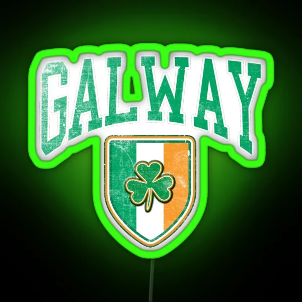 Galway Ireland With Shamrock RGB Neon Sign