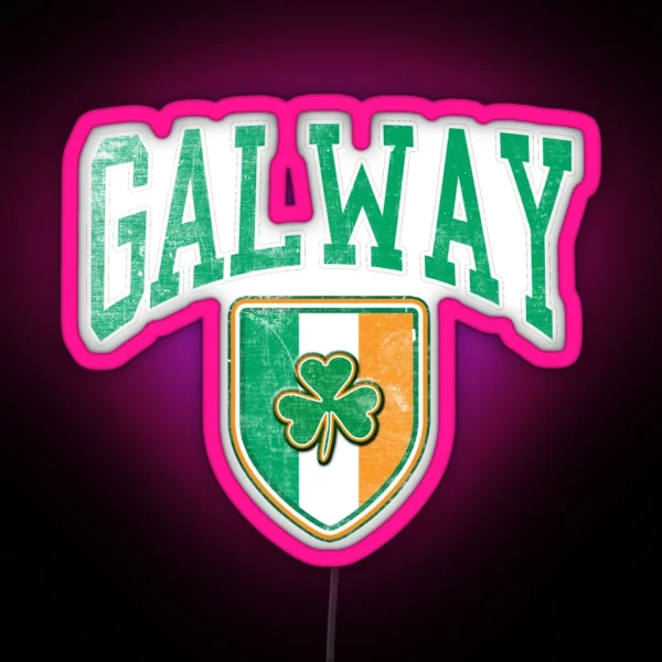 Galway Ireland With Shamrock RGB Neon Sign