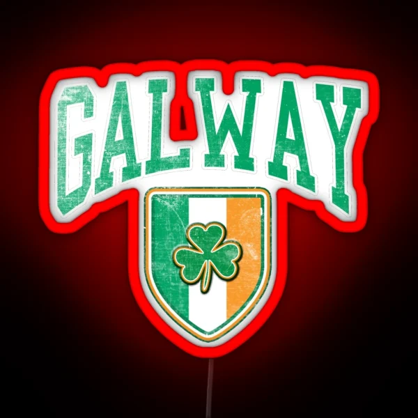 Galway Ireland With Shamrock RGB Neon Sign