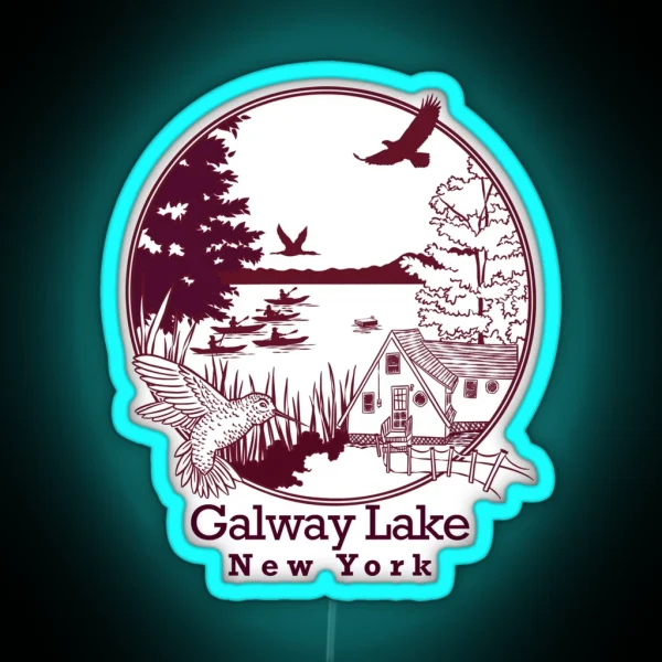Galway Lake Maroon With Font RGB Neon Sign