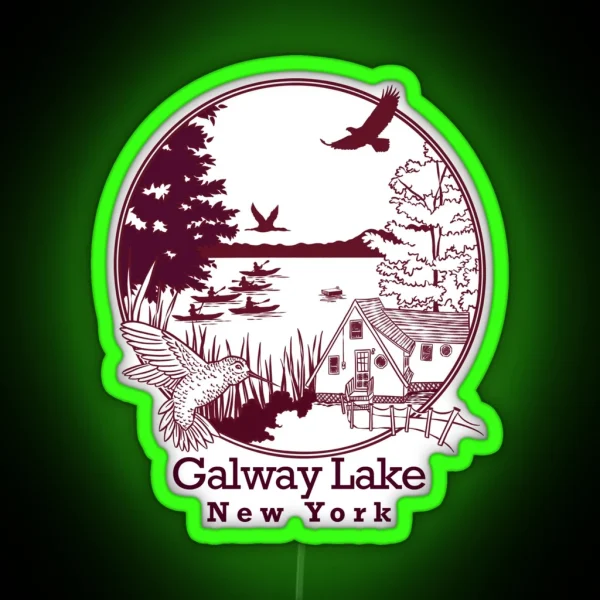 Galway Lake Maroon With Font RGB Neon Sign