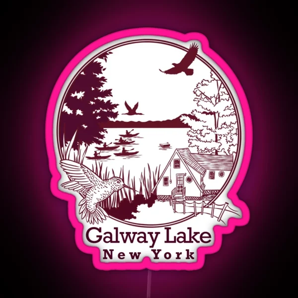 Galway Lake Maroon With Font RGB Neon Sign
