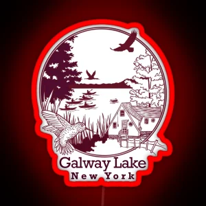 Galway Lake Maroon With Font RGB Neon Sign