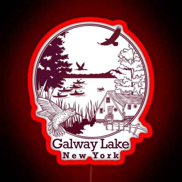 Galway Lake Maroon With Font RGB Neon Sign